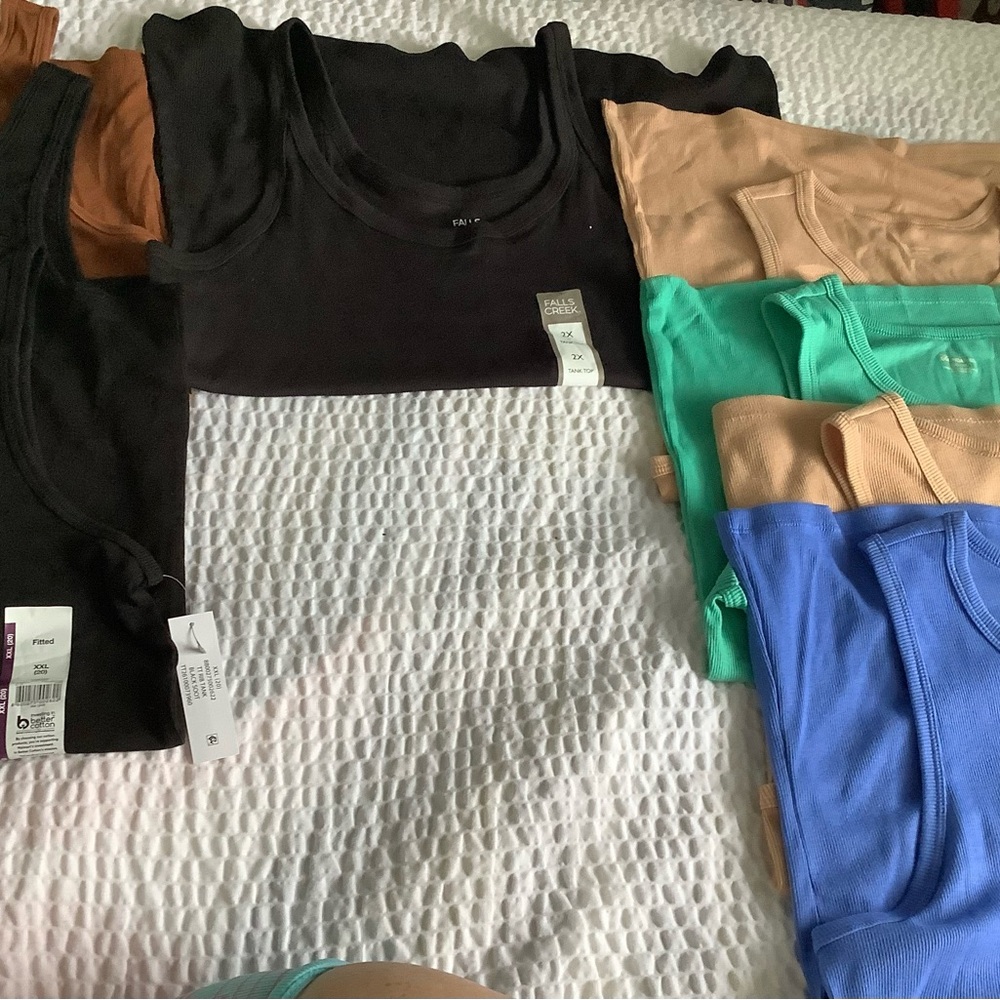 NEW 8 Mixed Color Tank Top Bundle - Black, Brown, Teal, Blue